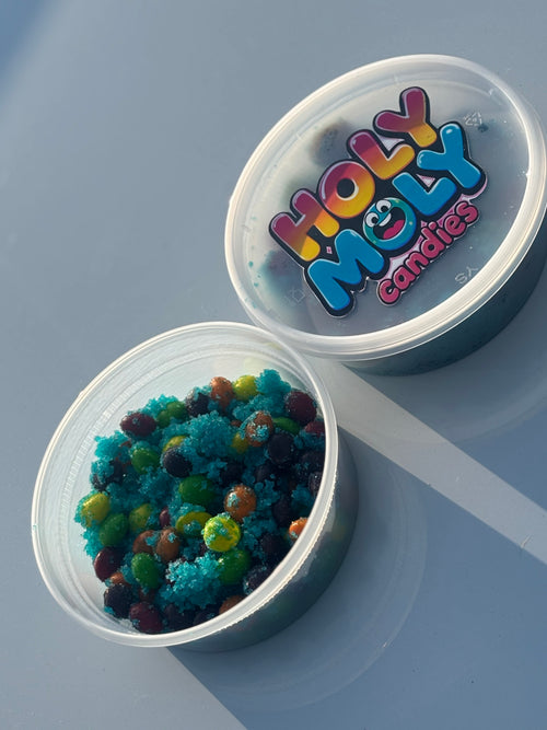 Blue Razz Holy Moly Sour Skittles 12oz container